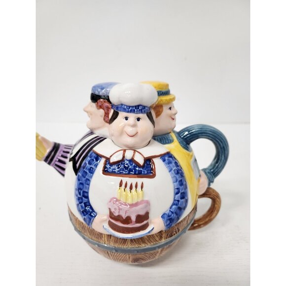 VTG Department 56 Three Men in a Tub Nesting Teapot and Cup Set Ceramic Kitsch - Picture 2 of 15